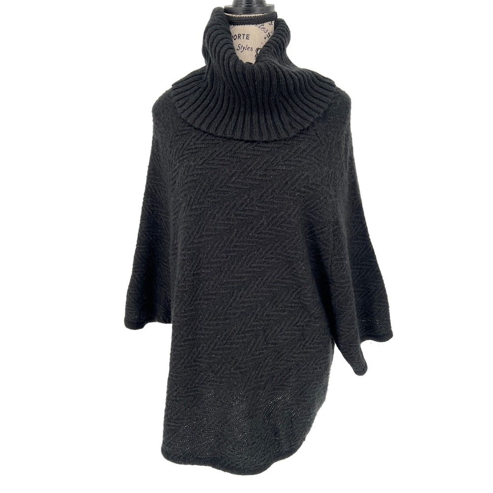 Anthropologie Black Turtleneck‎ Tunic Sweater Women's Medium Cozy Knit EUC